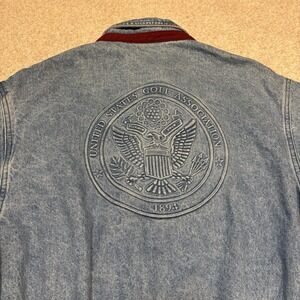 Vtg United States Golf Association Denim Trucker Jacket Mens XL Blue USA Rare